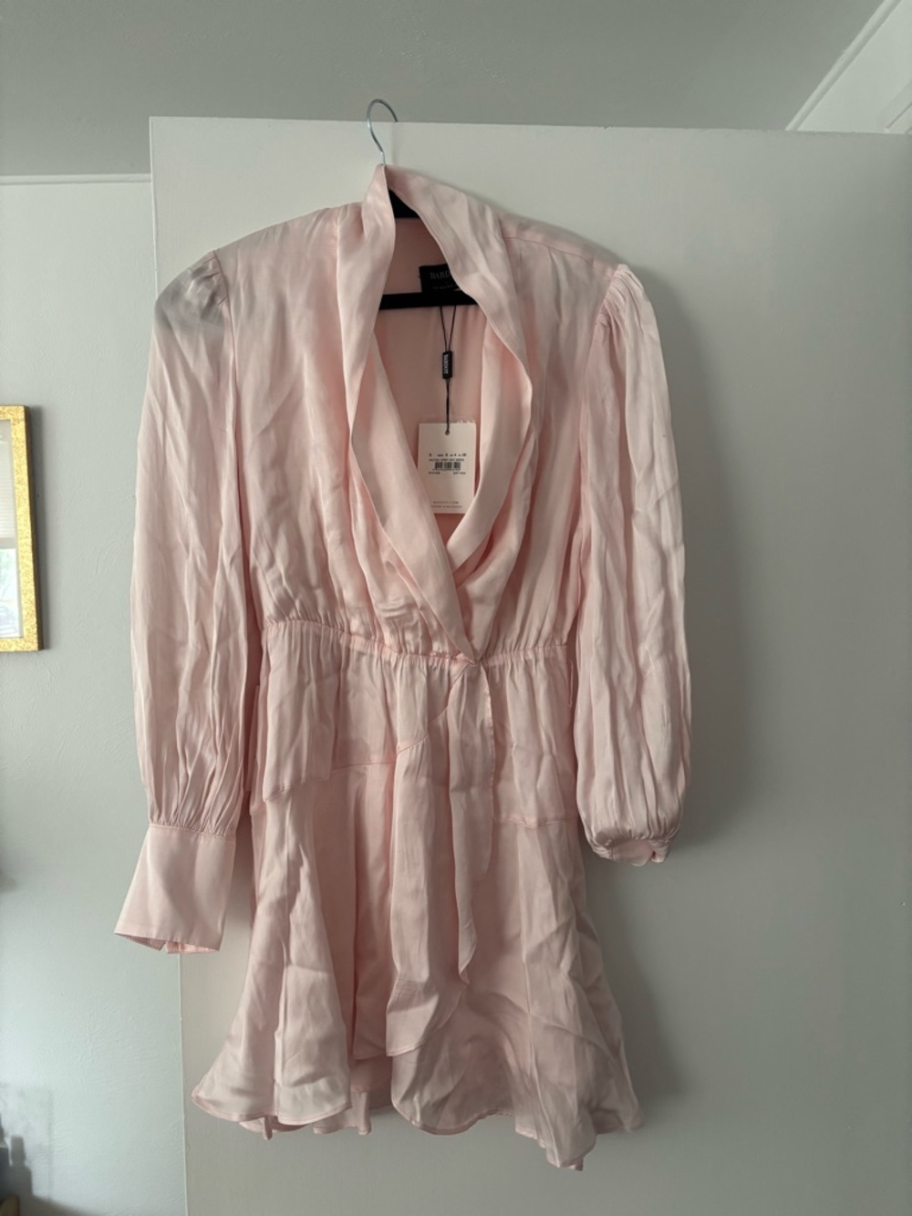 Bardot Soft Blush Long Sleeve Silk Mini Dress
